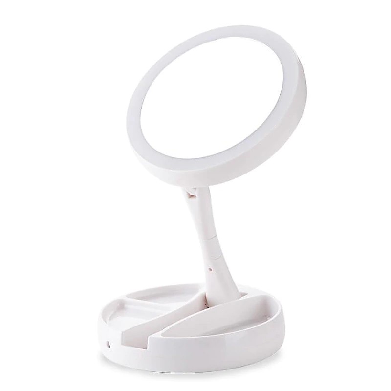 21 LEDs Lighted Folded 10X Magnifying Makeup Mirror USB  Desktop Double sided Cosmetic Touch-ups Luminous Folding Lamp Mirror (3)