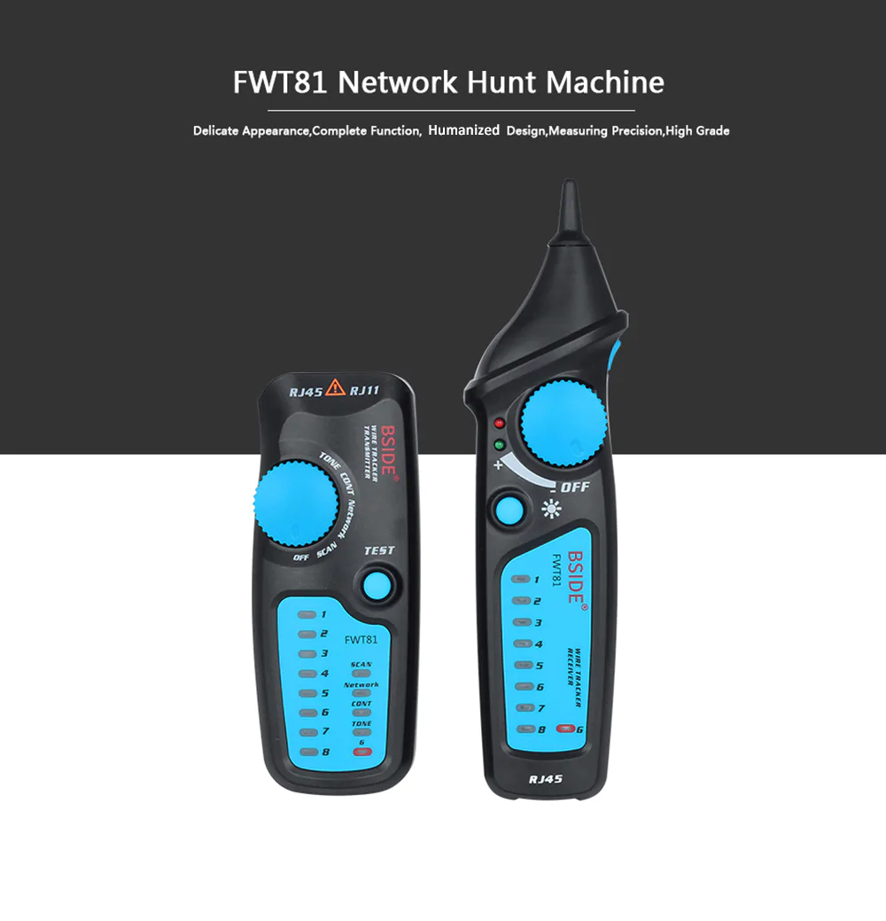 BSIDE FWT81 Network Cable Communication Tester Line Finder - Black