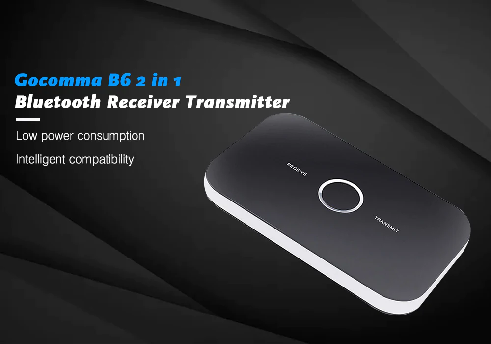 Gocomma B6 2 in 1 Bluetooth Receiver Transmitter- Black