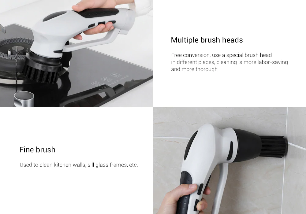 Household Wireless Handheld Electric Cleaner with 4 Brush Heads from Xiaomi youpin- White Charging Type