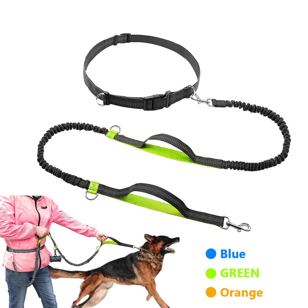 Sports Dog Leash Running Jogging Waist Belt Pet Elastic Double elasticity Leash For Up to 150 lbs Large Dogs Free Bag Dispenser (4)