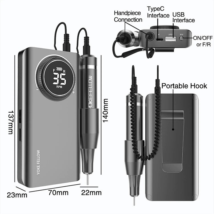 משייף ציפורניים חשמלי נטען ומקצועי WireLess35