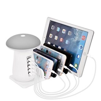 מנורת לילה עם 5 יציאות USB ותחנות עגינה מכשירים הנטענים