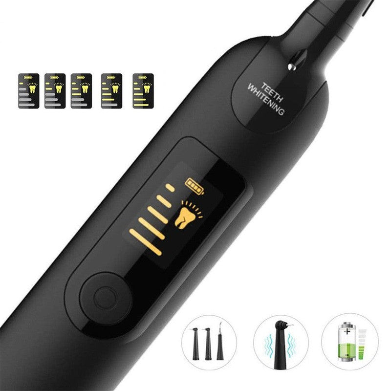 מכשיר אולטראסוני לניקוי אבנית בשיניים נטען USB עם 3 ראשים מתחלפים לבית – תמונה 3