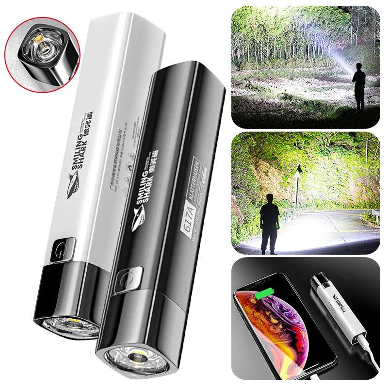 פנס LED נטען USB נייד וחזק במיוחד לשימוש ממושך