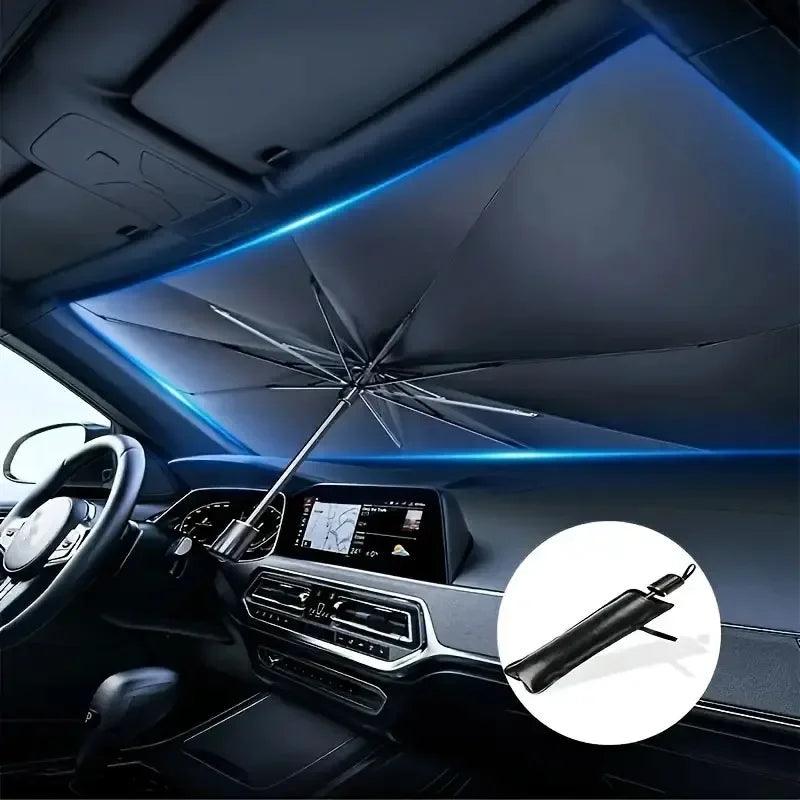 מגן שמש מטרייה לרכב מתקפל - בידוד תרמי וחסימת UV, התאמה אוניברסלית לכל דגמי הרכב – תמונה 2