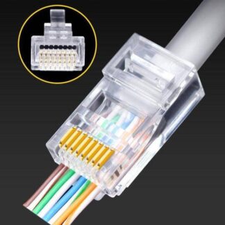 קונקטור RJ45 שקוף לכבל רשת איכותי ועמיד – 50 יחידות