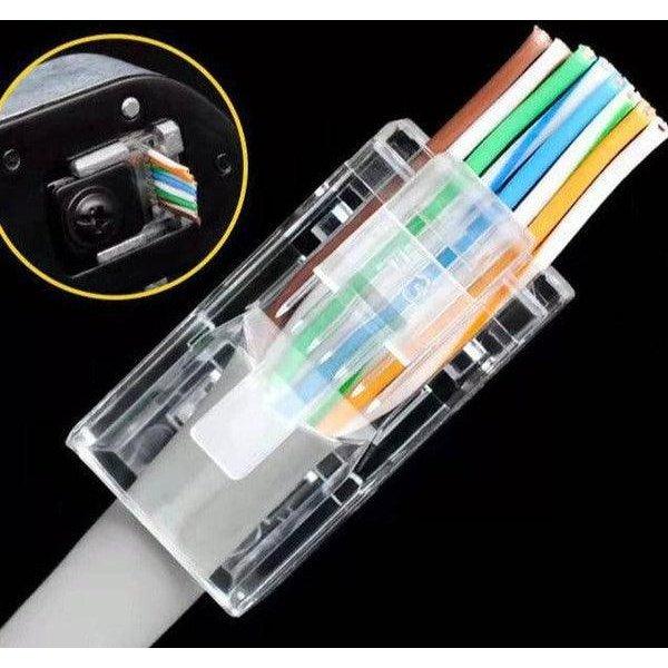 קונקטור RJ45 שקוף לכבל רשת איכותי ועמיד – 50 יחידות – תמונה 3