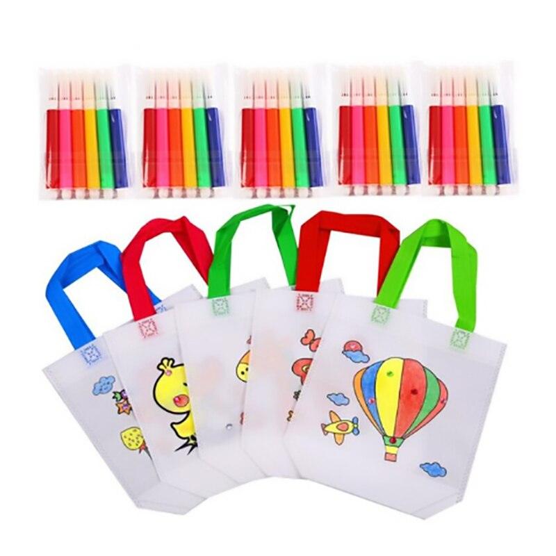 תיקי גרפיטי לצביעה לילדים – ערכת 5 תיקים ו-6 טושים – תמונה 2