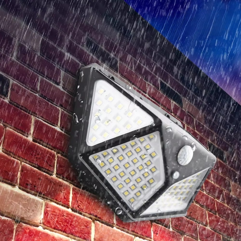 מנורת קיר סולארית עם 100 נורות LED וחיישן תנועה IP65 – תמונה 3