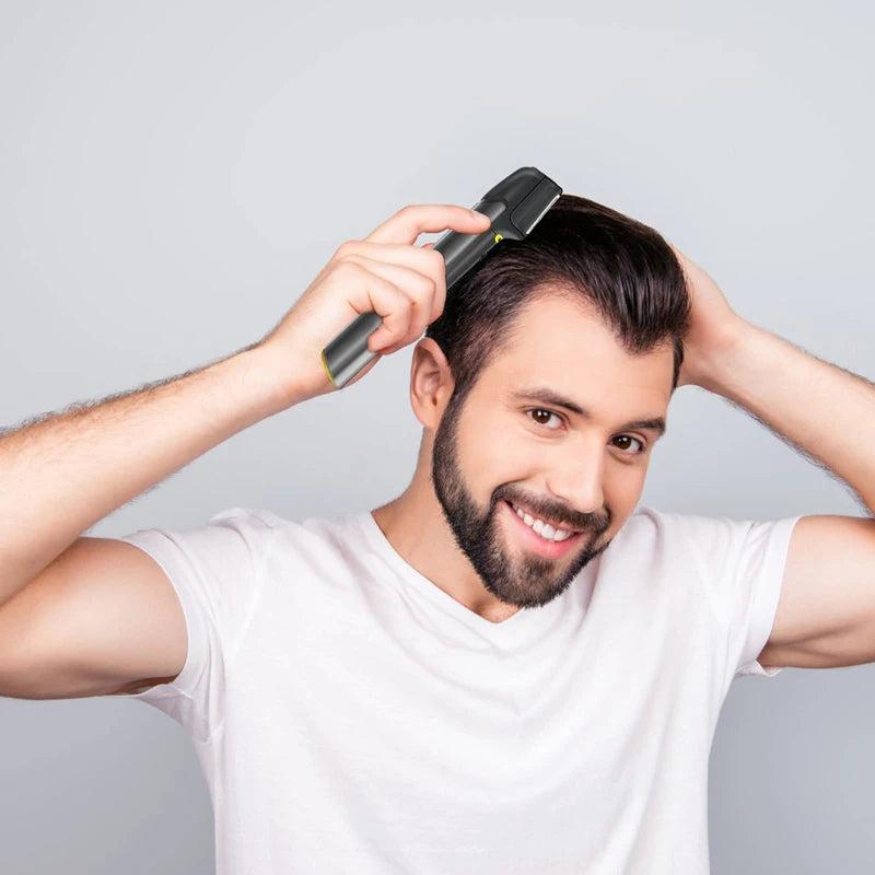 מכונת תספורת נטענת ועמידה למים עם 5 מסרקים וידית מתארכת – תמונה 3