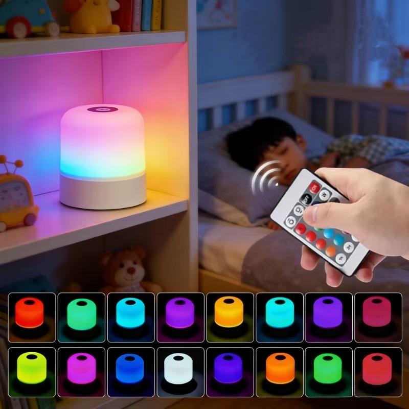 מנורת לילה RGB נטענת עם שלט, מגע ו-16 צבעים – תמונה 3