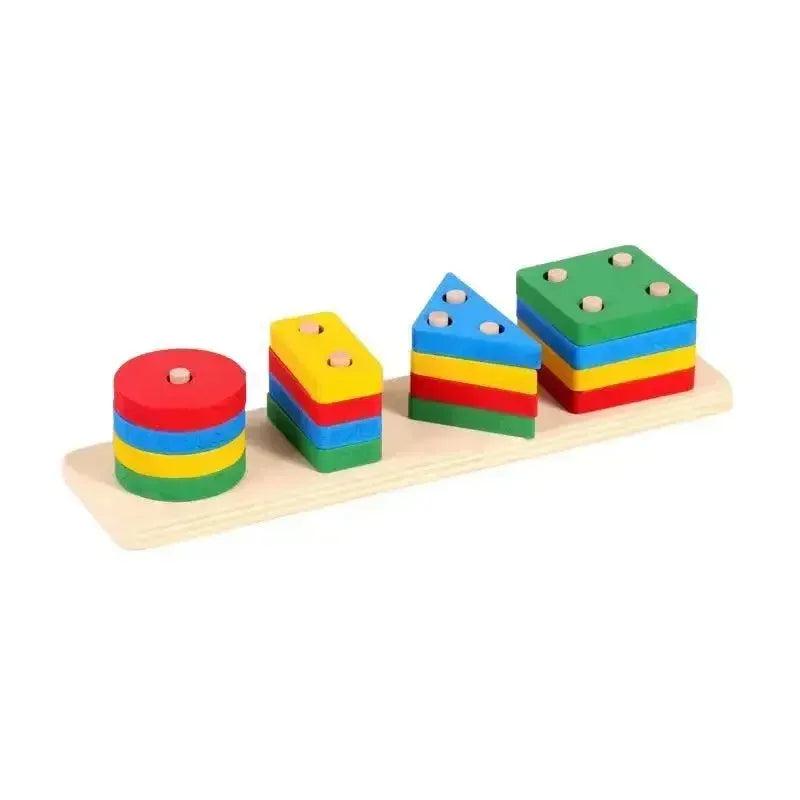 צעצוע עץ מונטסורי למיון והתאמת צבעים וצורות לפעוטות – תמונה 5