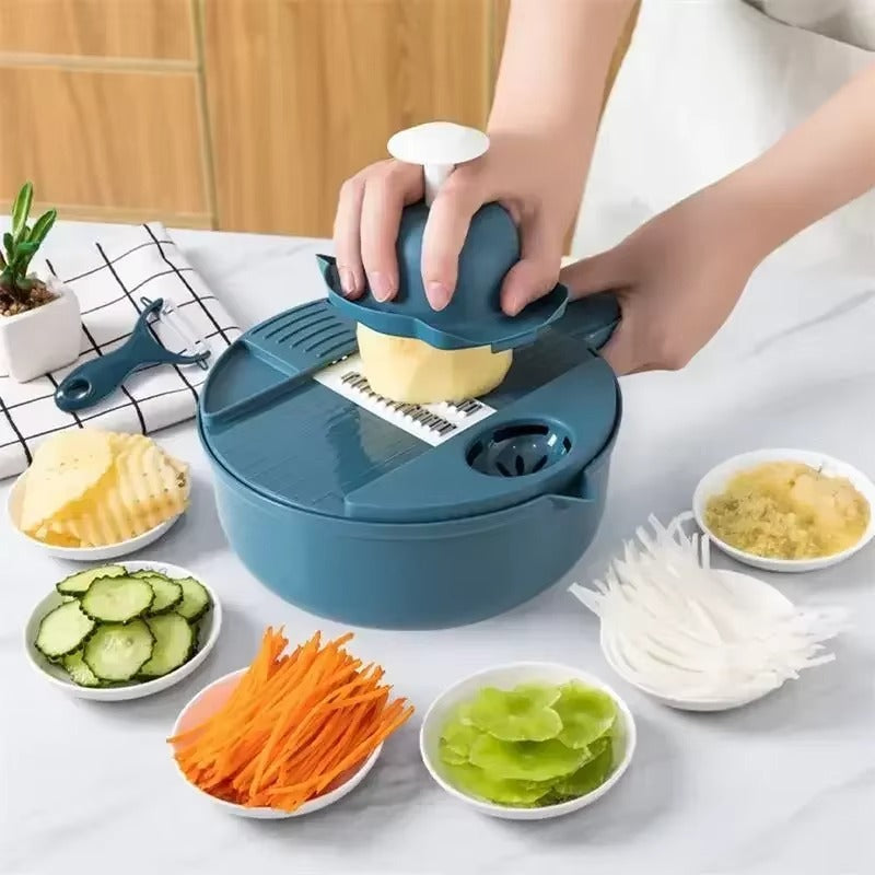 מנדולינה לחיתוך ירקות עם סכינים מתחלפות וידית בטיחותית