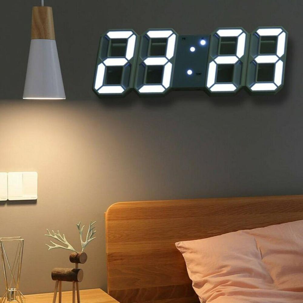 שעון קיר דיגיטלי תלת מימד 3D עם צג LED גדול, תאריך, טמפרטורה ושעון מעורר - לבית ולמשרד
