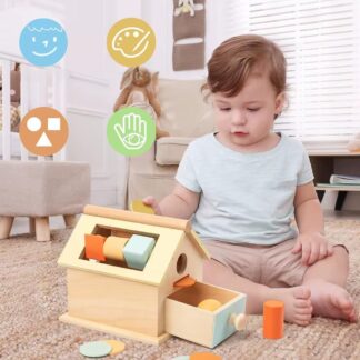 משחק מונטסורי 5 ב-1 מעץ להתפתחות מוטורית לתינוקות