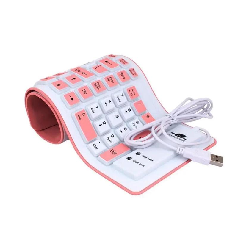 מקלדת סיליקון מתקפלת עמידה למים עם חיבור USB שקטה וניידת – תמונה 4