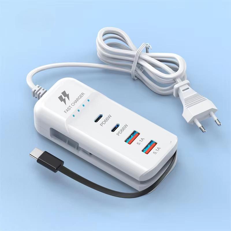 מטען קיר 4 יציאות לטעינה מהירה USB ו-Type-C 66W – תמונה 6