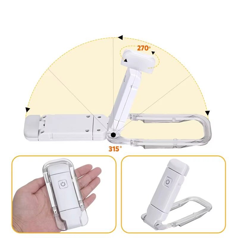 מנורת קריאה נטענת מתקפלת עם LED ו-3 מצבי תאורה – תמונה 4