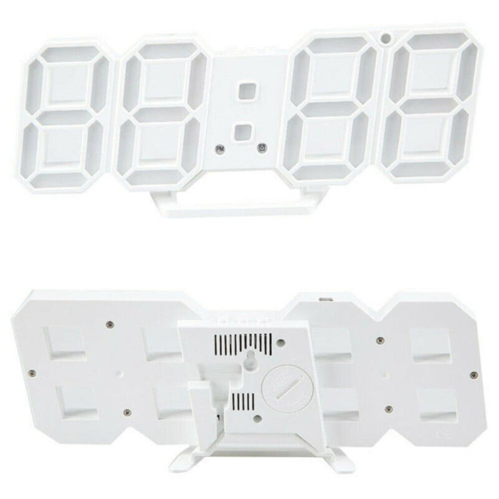 שעון קיר דיגיטלי תלת מימד 3D עם צג LED גדול, תאריך, טמפרטורה ושעון מעורר - לבית ולמשרד – תמונה 5
