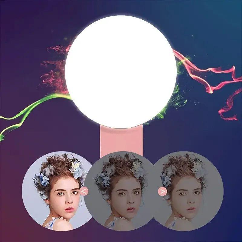 רינג לייט לסלפי מקצועי עם קליפס - תאורת LED נטענת לסמארטפון – תמונה 5