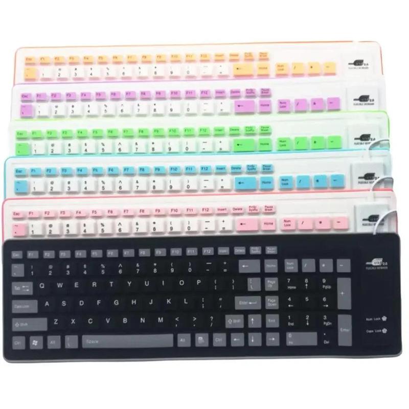 מקלדת סיליקון מתקפלת עמידה למים עם חיבור USB שקטה וניידת – תמונה 2