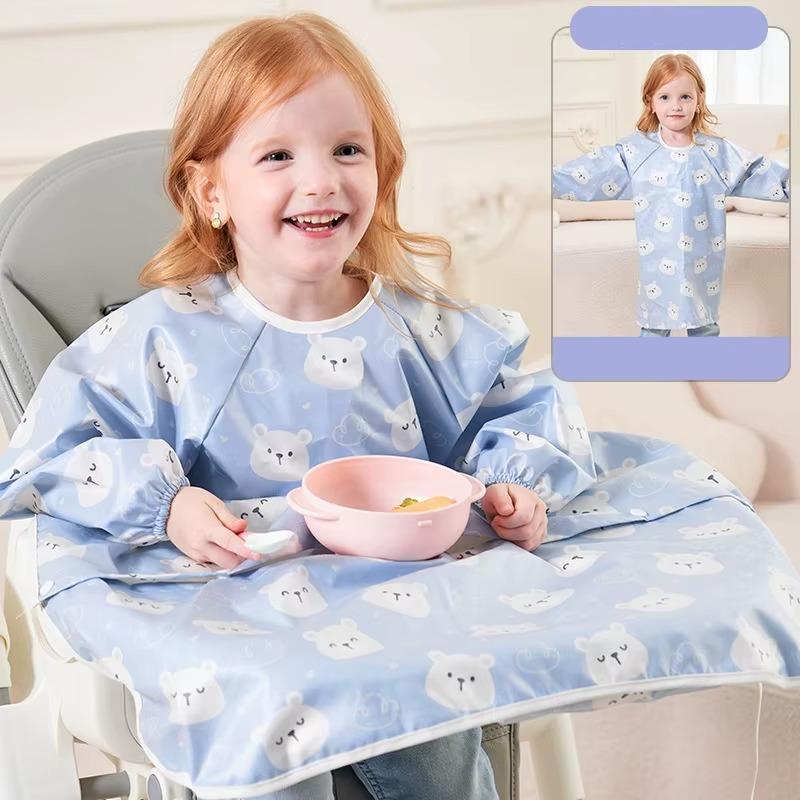 סינר האכלה לתינוקות עמיד למים עם שרוולים ארוכים – תמונה 4
