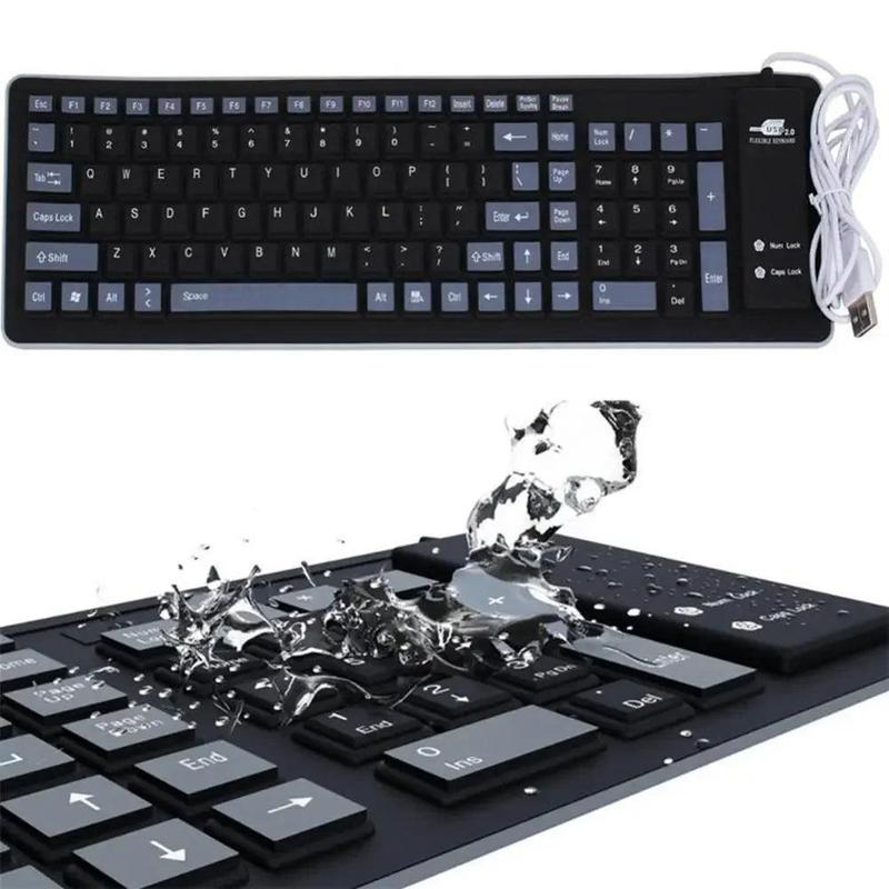 מקלדת סיליקון מתקפלת עמידה למים עם חיבור USB שקטה וניידת – תמונה 3