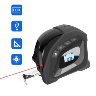 מטר לייזר דיגיטלי נטען עם סרט מדידה 2 ב-1, מסך LCD ותצוגה מוארת לעבודה מדויקת בחושך