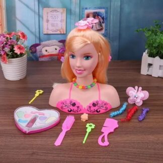 בובת ראש לעיצוב שיער ואיפור עם אביזרים לילדות