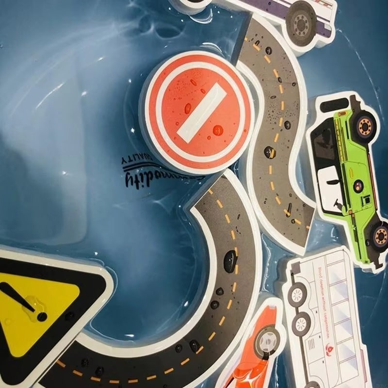 משחק בניית כביש באמבטיה לילדים עם 23 חלקי ספוג צפים – תמונה 6