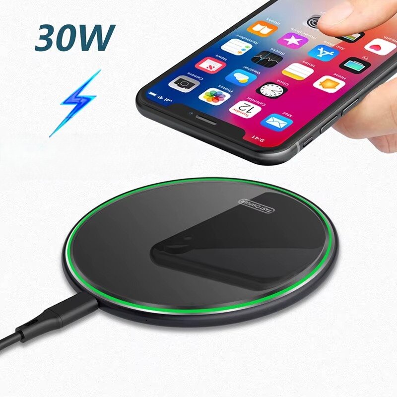 משטח טעינה אלחוטי מהיר 15W לאייפון ואנדרואיד - עיצוב קומפקטי ונייד – תמונה 4
