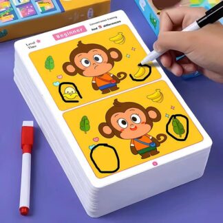 משחק מצא את ההבדלים לילדים עם קלפים וטוש מחיק רב־פעמי