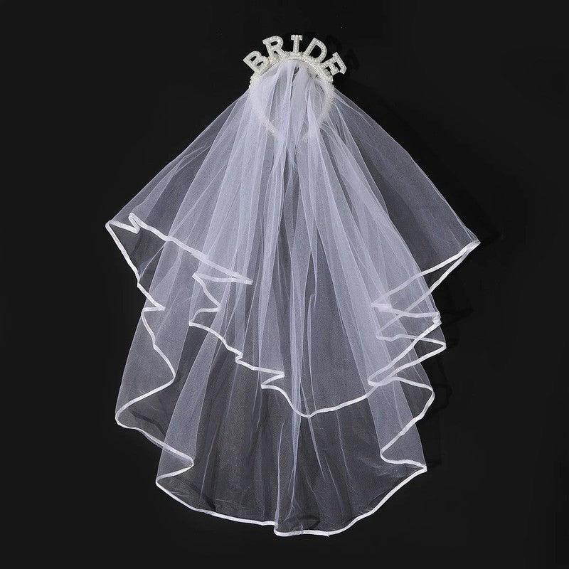 קשת פנינים לשיער לכלה במסיבת רווקות - עיצוב BRIDE אלגנטי ומיוחד – תמונה 5