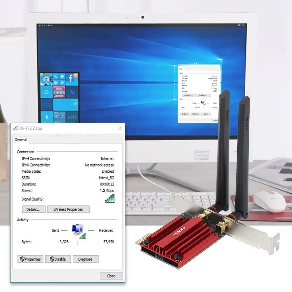 כרטיס רשת אלחוטי פנימי 2400Mbps עם בלוטוס 5.3 PCI Express – תמונה 5