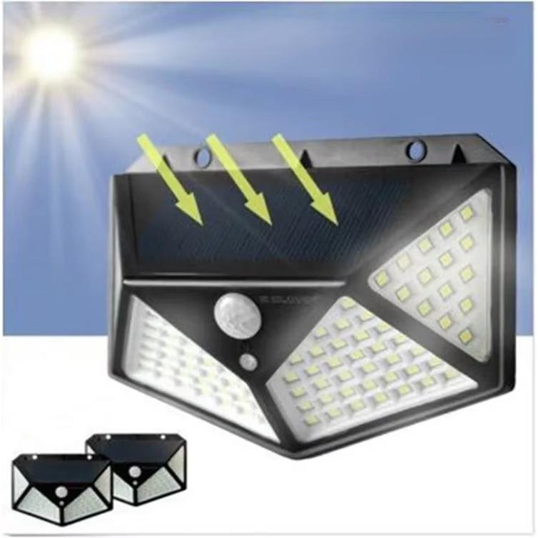 מנורת קיר סולארית עם 100 נורות LED וחיישן תנועה IP65 – תמונה 6