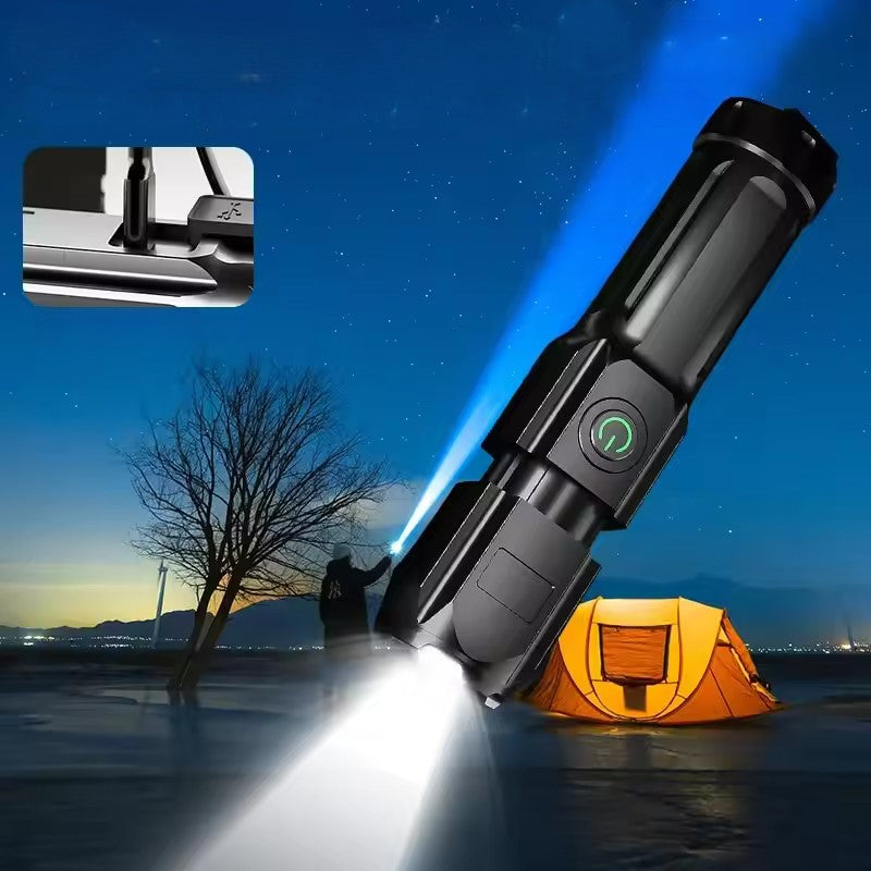 פנס LED נטען עוצמתי ועמיד במים עם טעינת USB