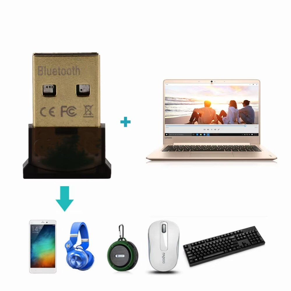 מתאם בלוטוס USB מיניאטורי למחשב - חיבור קל למחשבים, אוזניות ומדפסות – תמונה 2