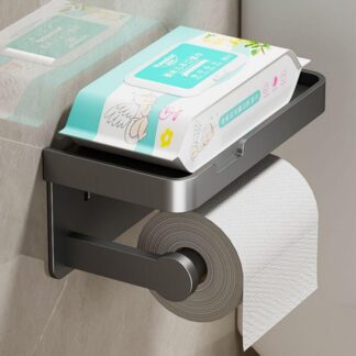 מתקן לנייר טואלט עם מדף בהתקנה ללא קידוח