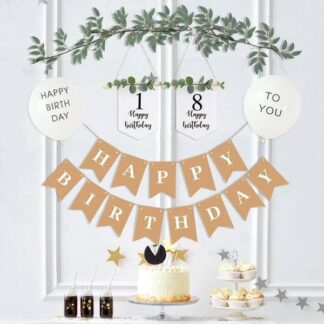 שלט יום הולדת שמח משרשרת דגלוני נייר באורך 2.5 מטר