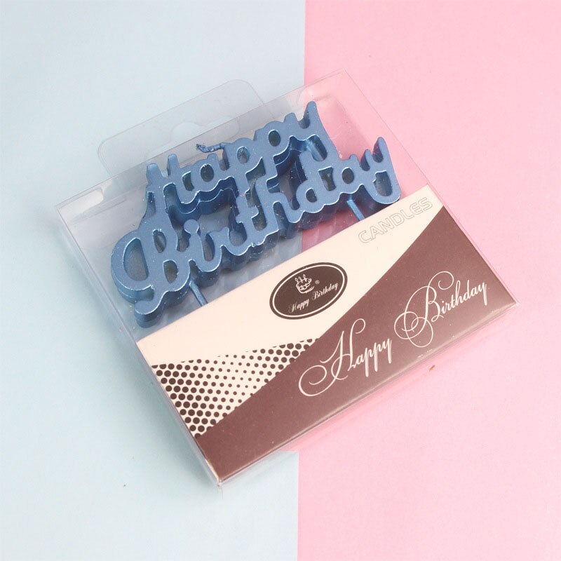טופר לעוגת יום הולדת עם נר וכיתוב HAPPY BIRTHDAY מנצנץ – תמונה 4