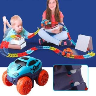 מסלול מכוניות מרוץ עם תאורת LED - משחק הרכבה מאתגר לילדים מגיל 5