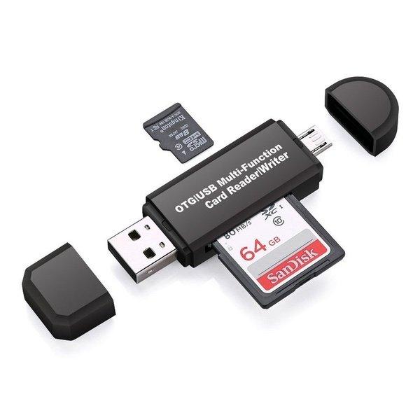 קורא כרטיסים SD TF רב תכליתי עם חיבור USB ו-OTG להעברת קבצים מהירה לנייד