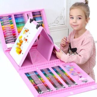 ערכת ציור לילדים מקצועית במזוודה קשיחה - מארז צבעים ענק ויצירה