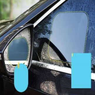 מדבקות נגד מים למראות רכב - סט 4 מדבקות ננו אנטי ערפל להתקנה קלה ונסיעה בטוחה בגשם