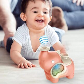 צעצוע פיל לילדים אינטראקטיבי עם כדור מרחף ומנגינות - מופע קרקס ביתי
