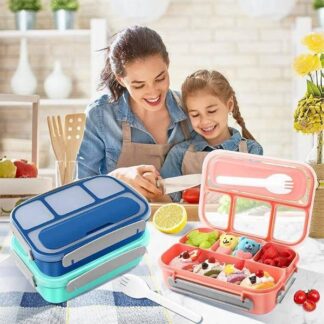 קופסאות אוכל מחולקות אטומות עם 4 תאים - איטום כפול למניעת דליפות, מתאימות למדיח כלים