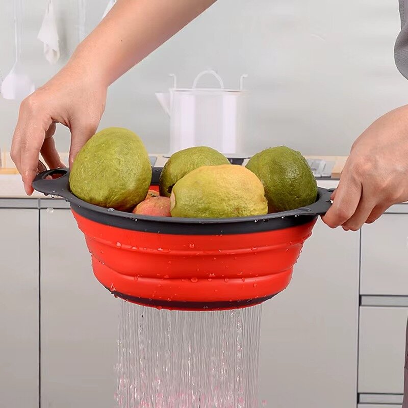 מסננת סיליקון מתקפלת חכמה לשטיפת פירות וירקות - עמידה בחום עד 300°