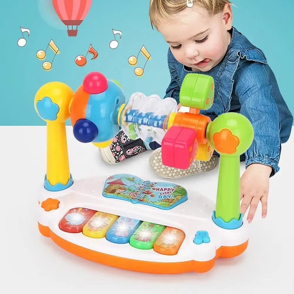 מקלדת פסנתר מוזיקלית לילדים עם אורות וצלילים - צעצוע חינוכי מפתח יצירתיות