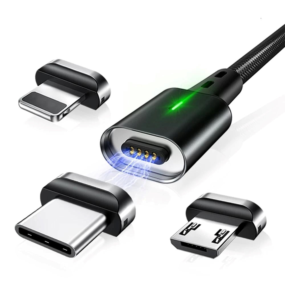 כבל טעינה מגנטי אוניברסלי לכל הטלפונים - Type C, Micro USB, iOS בחיבור 360°